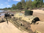 Old steam boat on the banks of the Savannah river. Late 1800's?