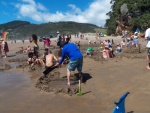 The sand collapses in.  I shoveled more wet sand in a day than I have for razor clams in my life.  Soak a few minutes.  Jump in the surf to cool off (and sand off).  All of the holes are erased by the tide.