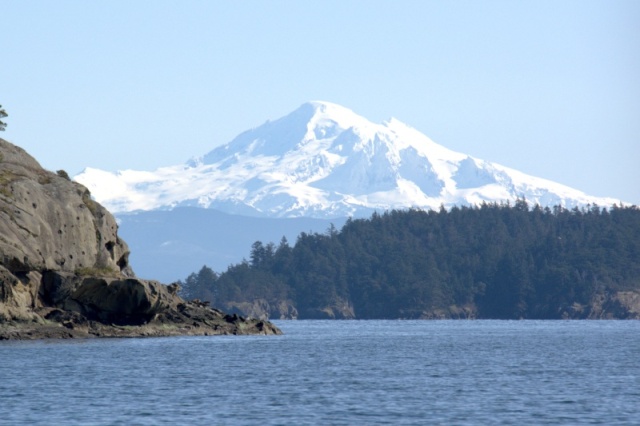 View of Mount Baker exiting Fossil Bay