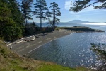 Looking down at the Active Cove beach from the Lighthouse trail