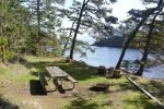 One of the scenic campsites along active cove on Patos