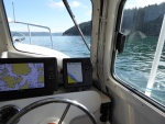 A still flat calm Harney Channel.  Cruising at 6 knots for the second leg of the trip.