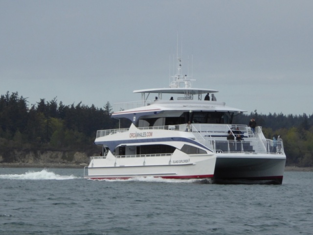 Island Explorer 5 whale watching boat returning to Cap Sante marina