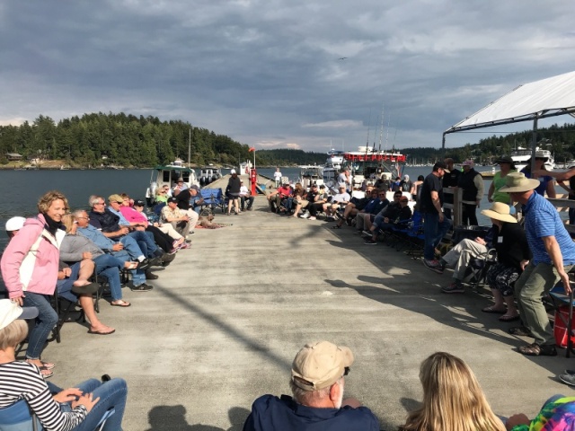 Potluck supper on the gathering dock