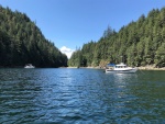 Midnight Flyer and one other boat inside Roscoe Cove