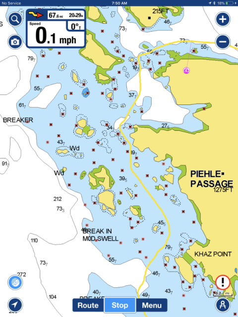 Tracks. Piehle Passage.  Entry from Gulf of Alaska to Khaz Bay, Chichagof Island