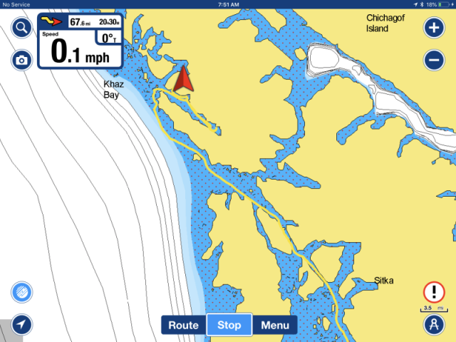 Tracks.  Sitka to Falcon Arm anchorage