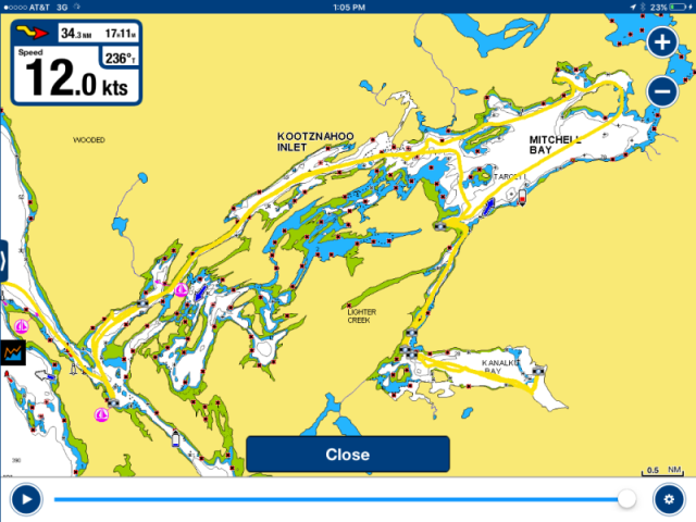 Tracks of exploring Kootznahoo Inlet near Angoon