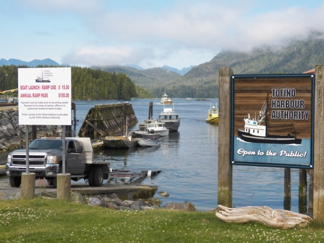 The Tofino Port Authority launch.  I ended up leaving in the evening because the launch was busy all afternoon removing a sunken boat in a multi-fatality incident.