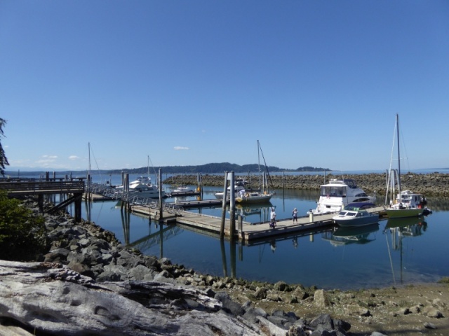 Blake Island marina on a Wednesday afternoon in July - still plenty of space but it filled up by evening.