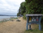 Campground and pay station at NW end of island