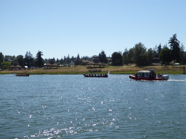 2018 Power Paddle to Puyallup. Each tribe's boat had a support boat or two.