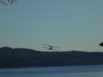 The biplane swooped down and flew right between 2 clumps of trees over on Little Sucia. This photo taken shortly after. Then he nosed up into almost a stall before turning back down and doing a fly-over of Fossil Bay.