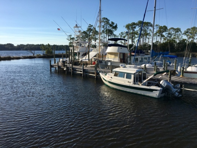 At home on the dock at Bluewater Bay Marina