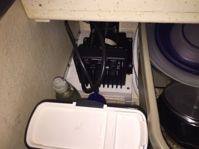 Smartpump under galley shelf