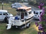 Let the good times roll again with new transom! Mayne island here we come!