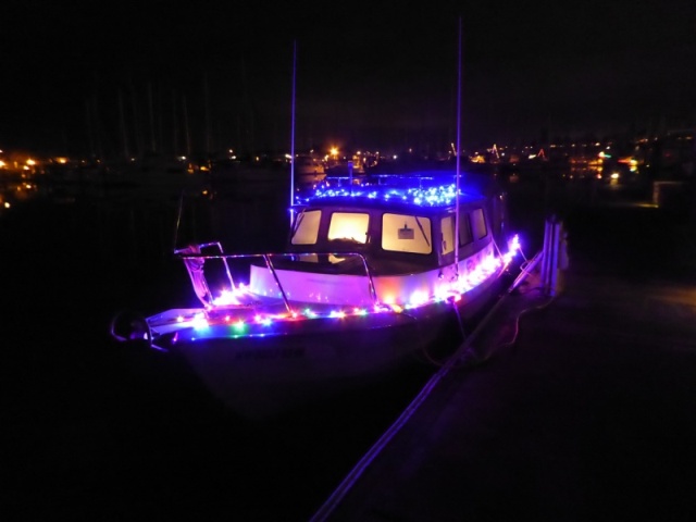 Christmas lights on Christmas night, 2018, Squalicum Harbor