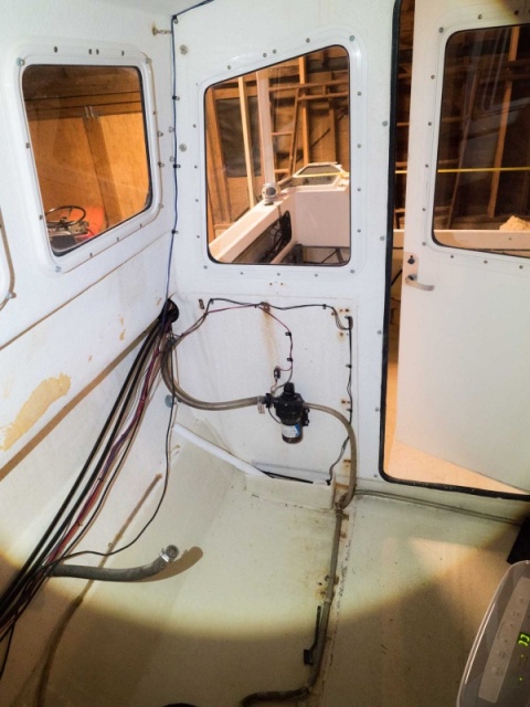 Galley with cabinets removed.