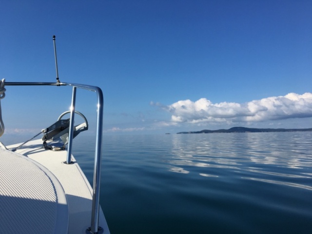 Crossing a glassy Rosario Strait