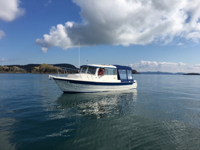 No other boats out except for this smart cruiser