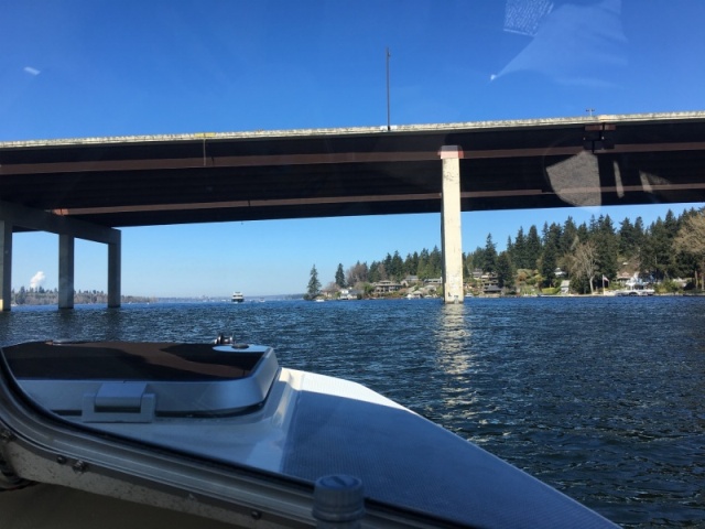 Approaching the I-90 bridge on east side of Mercer Island