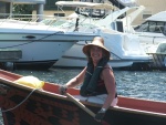 Caryn paddling in Native Canoe