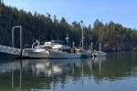 On the end of the dock, just enough room for a C-Dory