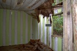 A look inside. Fairly recent storm damage from a tree that fell through the roof.