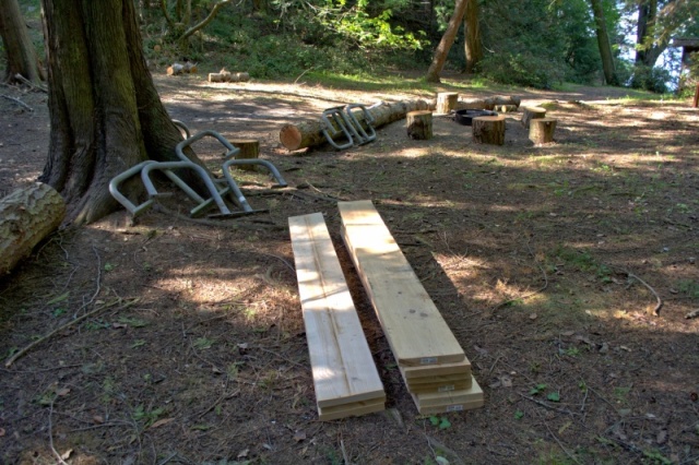 Park ranger working on campsites