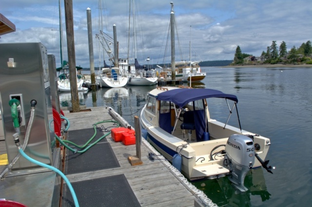 Stopping in at Boston Harbor Marina to top off the tanks before heading north.