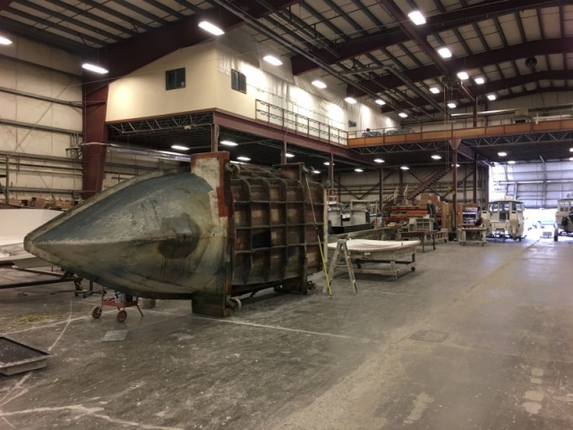 A C-Dory 19 hull mold they are about to get started on. Mark said they don't really build many of the 22's and smaller anymore. Everyone wants bigger and bigger these days.
