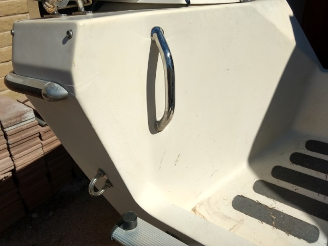 I had added this grab handle to the port, swim ladder, side awhile back and then clamped a rod holder to it. Not ideal if your wanting to actually use it as a grab handle.
