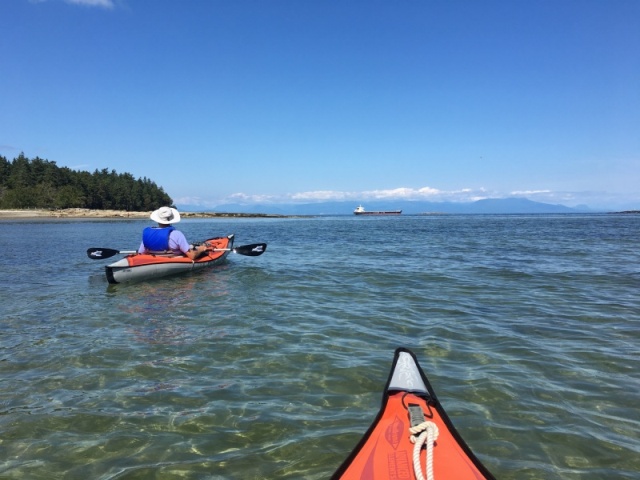 Kayaking around to the outside of Newcastle Island with Brock. 