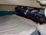 shelf on C dory25 for clothes--sports bags fit perfectly