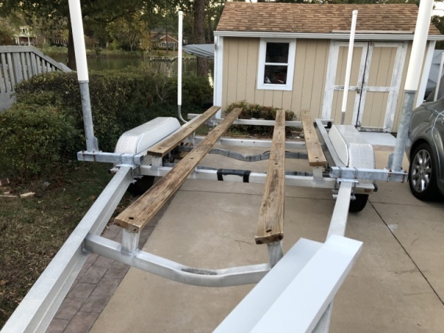 Carpet removed from wood bunk boards