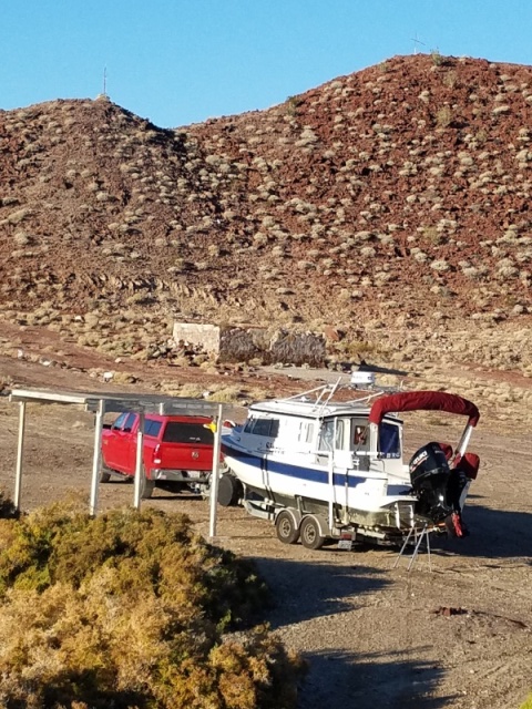 Our camp at Papa Fernandez\'s from the beach dune.