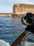 Cruising by Isla Espritu Santu, no fish on but a beautiful view.  We spent a nice quiet few days at Ensenada Grande anchorage on Isla Partida.