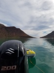 Calm morning view the other way into Ensenada Partida bay where Isla Espiritu Santo and Isla Partida come nearly together and a connecting sand spit forms the bay.