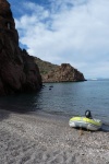 On the beach
The Zodiac 230 roll up at 49# is just light enough to load up on top of Sierra. The yellow Bouycoat is holding up well.