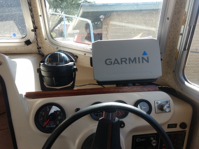 Another shot of the Garmin. I also tied the light on my compass to the nav light circuit. So, whenever I have the nav lights on the red illumination for the compass is also on. Nice!