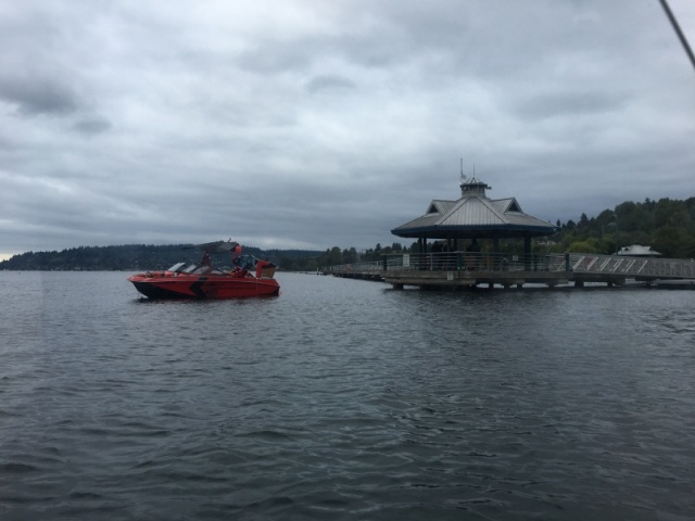 Gotta love the dude in wakeboard boat anchored directly in the center of the marina entrance!