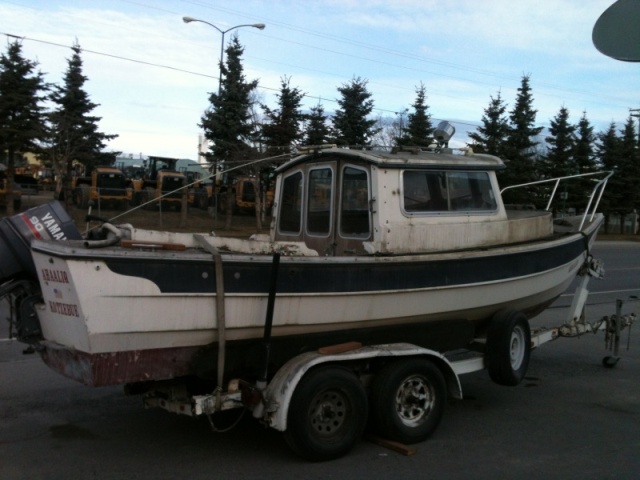 Ahaaliq, 1982 Angler (Anchorage AK, April 2014). I was told it had been sitting in the weeds for 8 years and they just pulled it out.