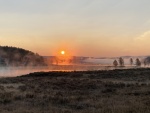 Sunrise over the Smokey Hayden Valley & the Yellowstone River running through it