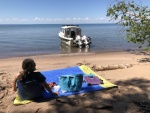 Highlight for Album: Apostle Islands National Lakeshore -- Sand Island. A fine summer afternoon - so launched the boat for a picnic