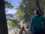 Quarry Bay Trail - trail is under open hemlocks with Lake Superior Views