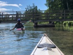 Lining up to duck under the bridge and enter Big Bay Lagoon/Bog