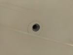 Drilled the anchor locker drain hole. I used the magnet trick to locate the spot where the hole would be drilled. final hole size is 1/2 inch.