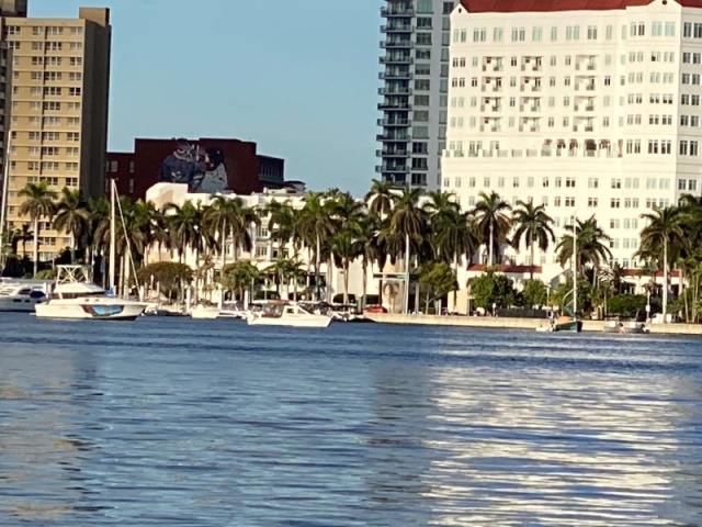 West Palm Beach. Betty took this pic while running on the other side of the ICW,I was doing the dishes