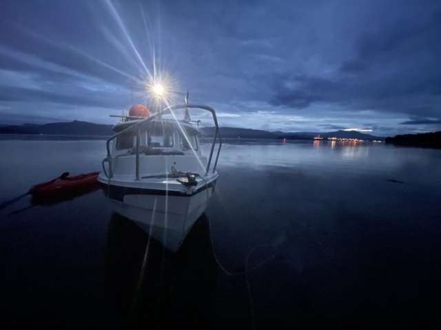 The first time I beached for a tide cycle on Malcom island with Port McNeil twinkling on the Horizon. Perfectly still night.