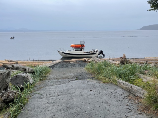 After fishing all morning beaching to check for campsite at Beer point campground as the rain began to pour. Malcom Island Sept. 2021.